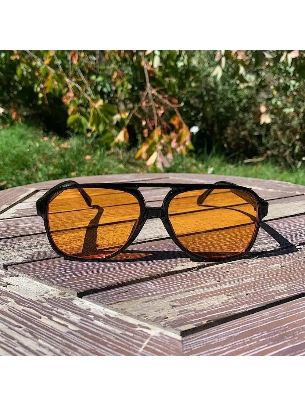 Vintage 90s y2k style unique retro square rounded shaped orange lenses